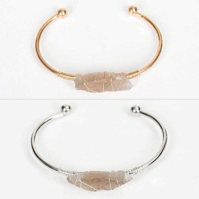 Raw crystal bangle(wire wrapped)