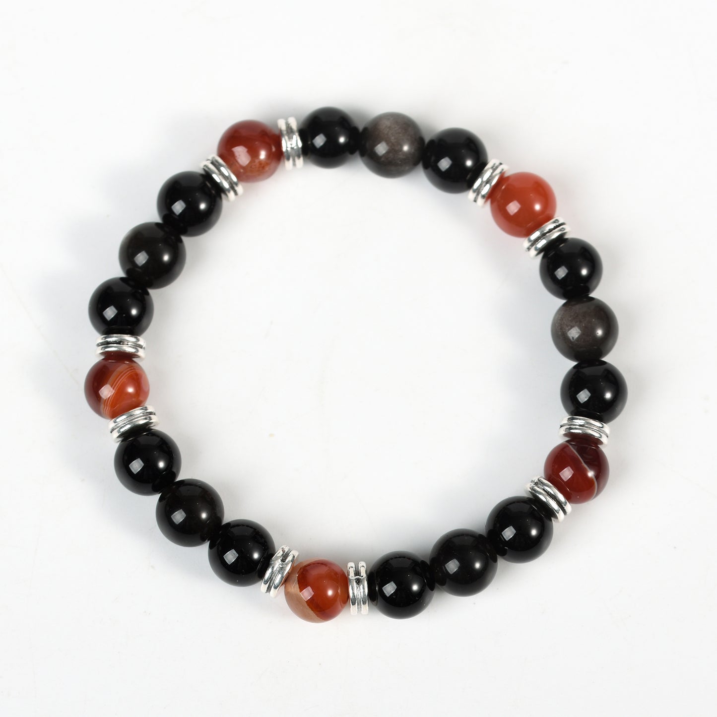 Sliver obsidian with other beads bracelet