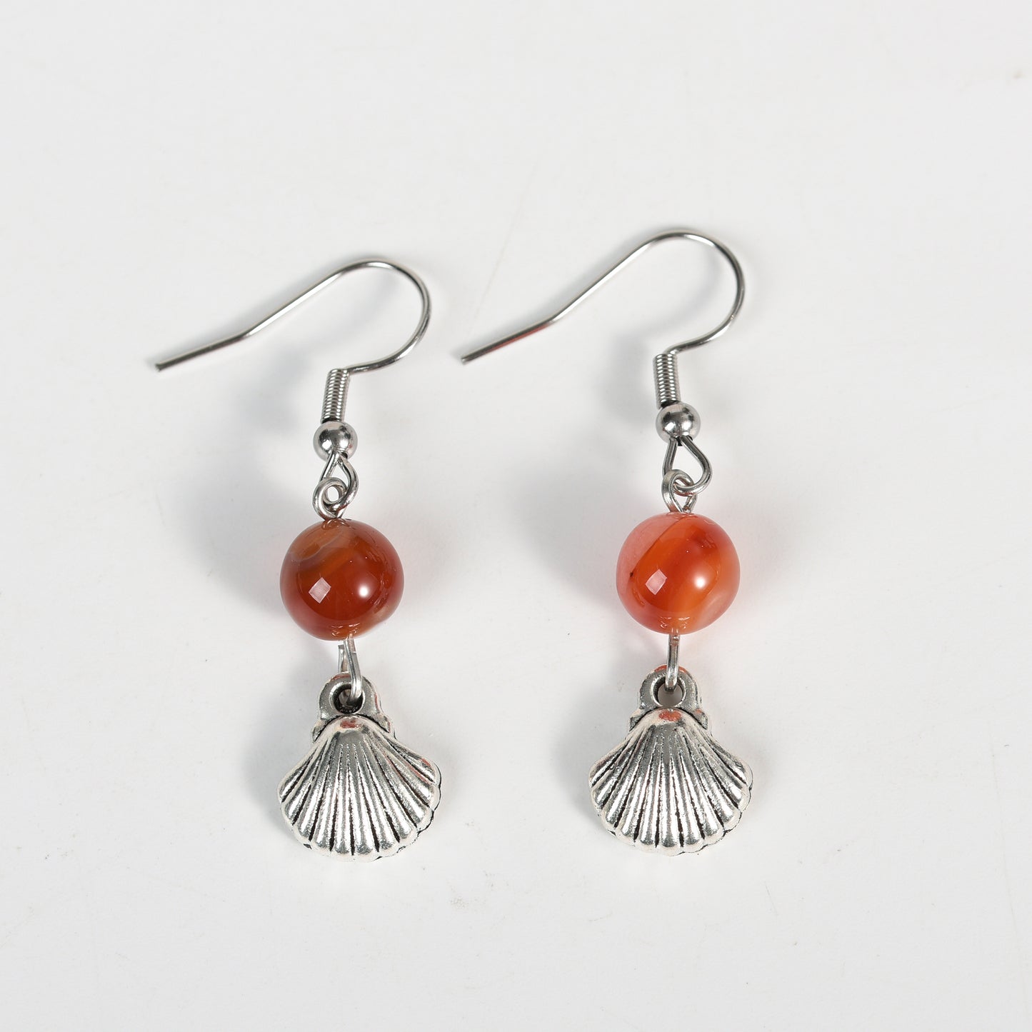 Metal shell with beads earrings