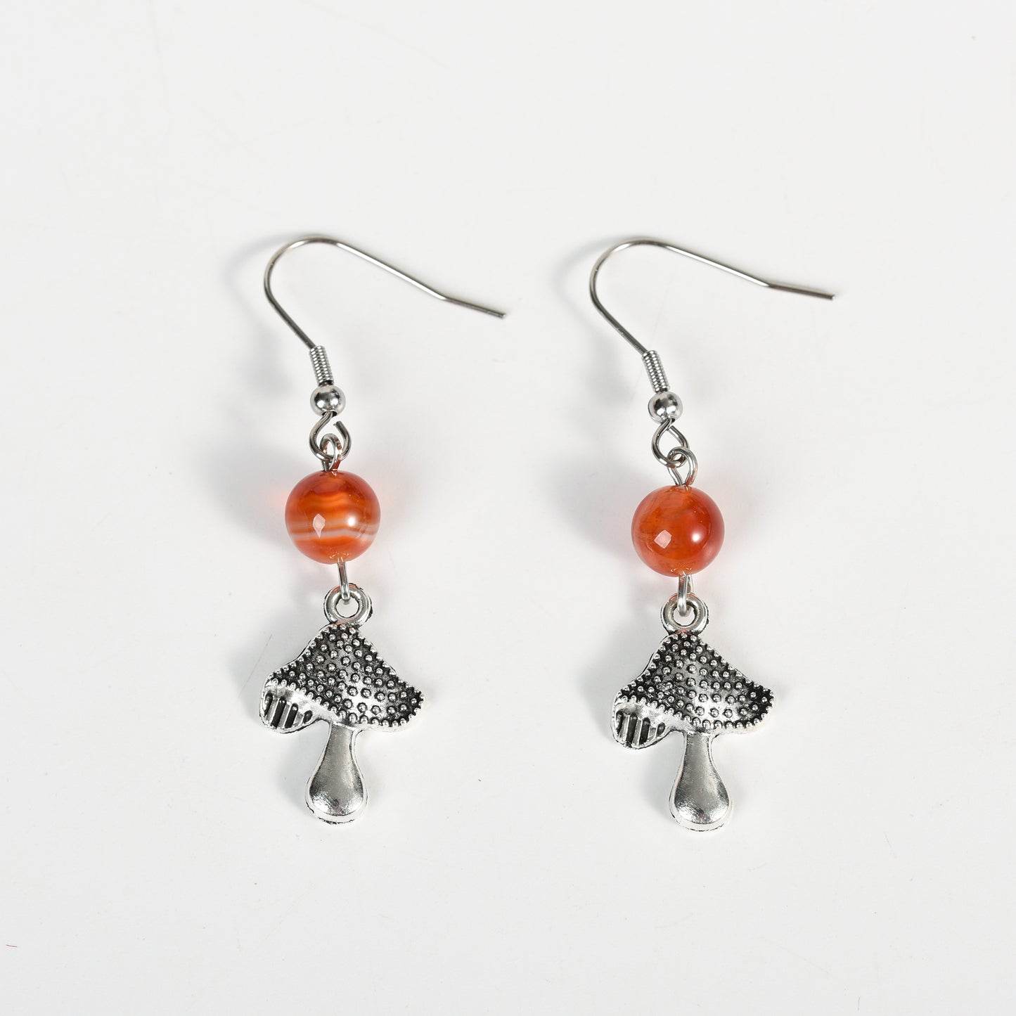 Metal mushroom with beads earrings