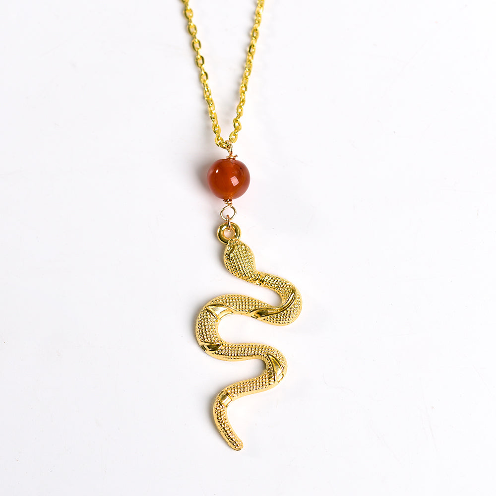 Metal snake with crystal beads pendant