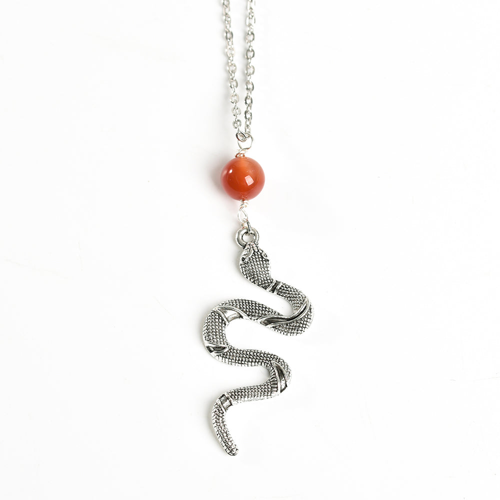 Metal snake with crystal beads pendant