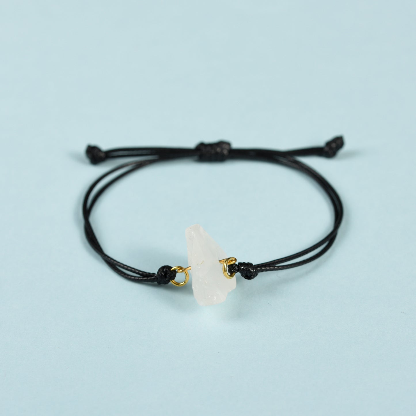 Raw crystal bracelet(leather cord)