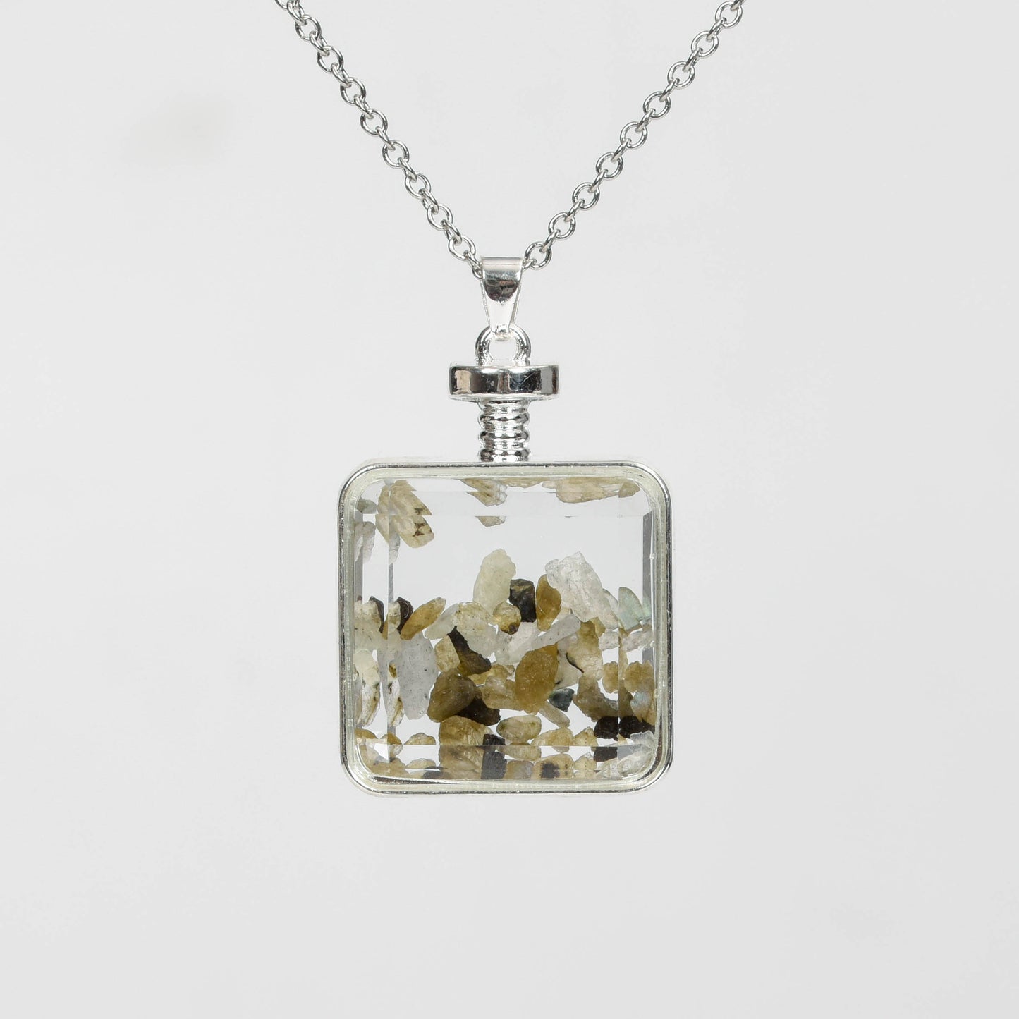 Chips in glass pendant(heart square oval round)