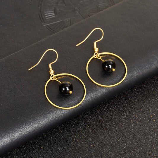 Metal circle with beads earrings