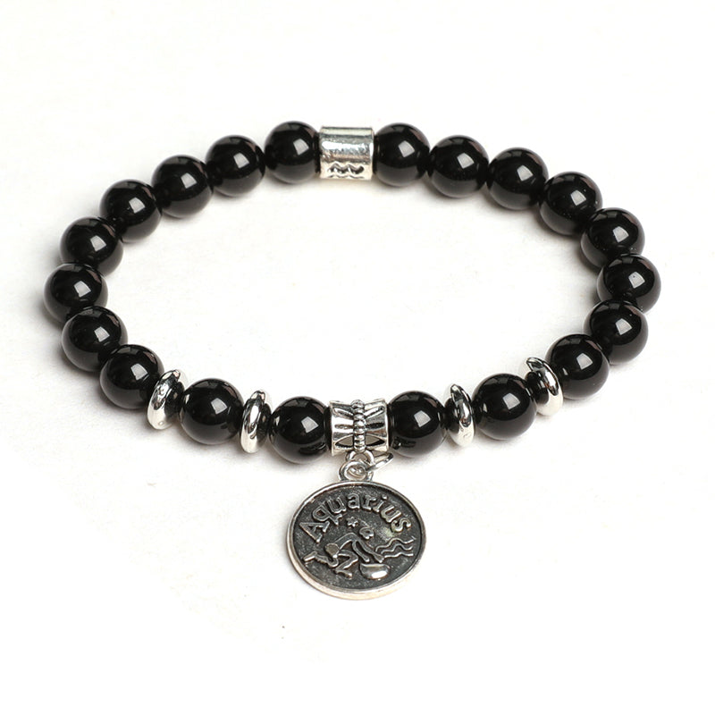 Black obsidian zodiac bracelet