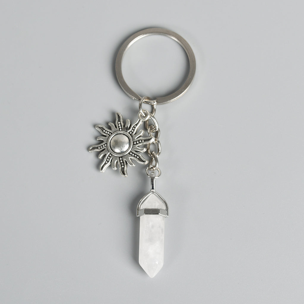 Double points with metal sun keychain