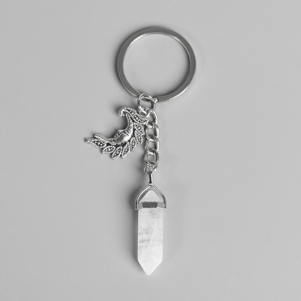 Double points with metal moon keychain