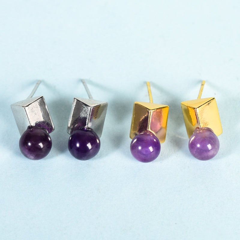 Beads on metal square earrings