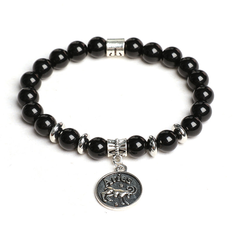 Black obsidian zodiac bracelet