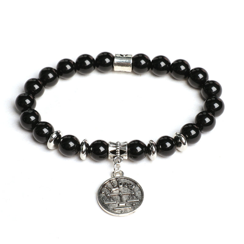 Black obsidian zodiac bracelet