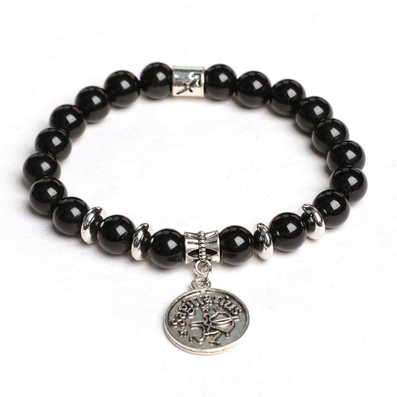 Black obsidian zodiac bracelet