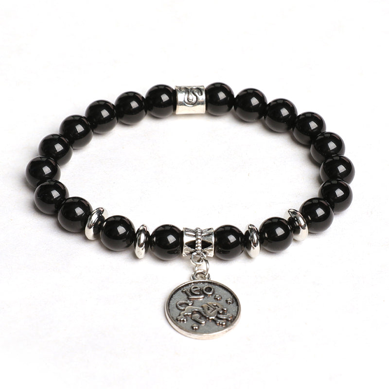 Black obsidian zodiac bracelet