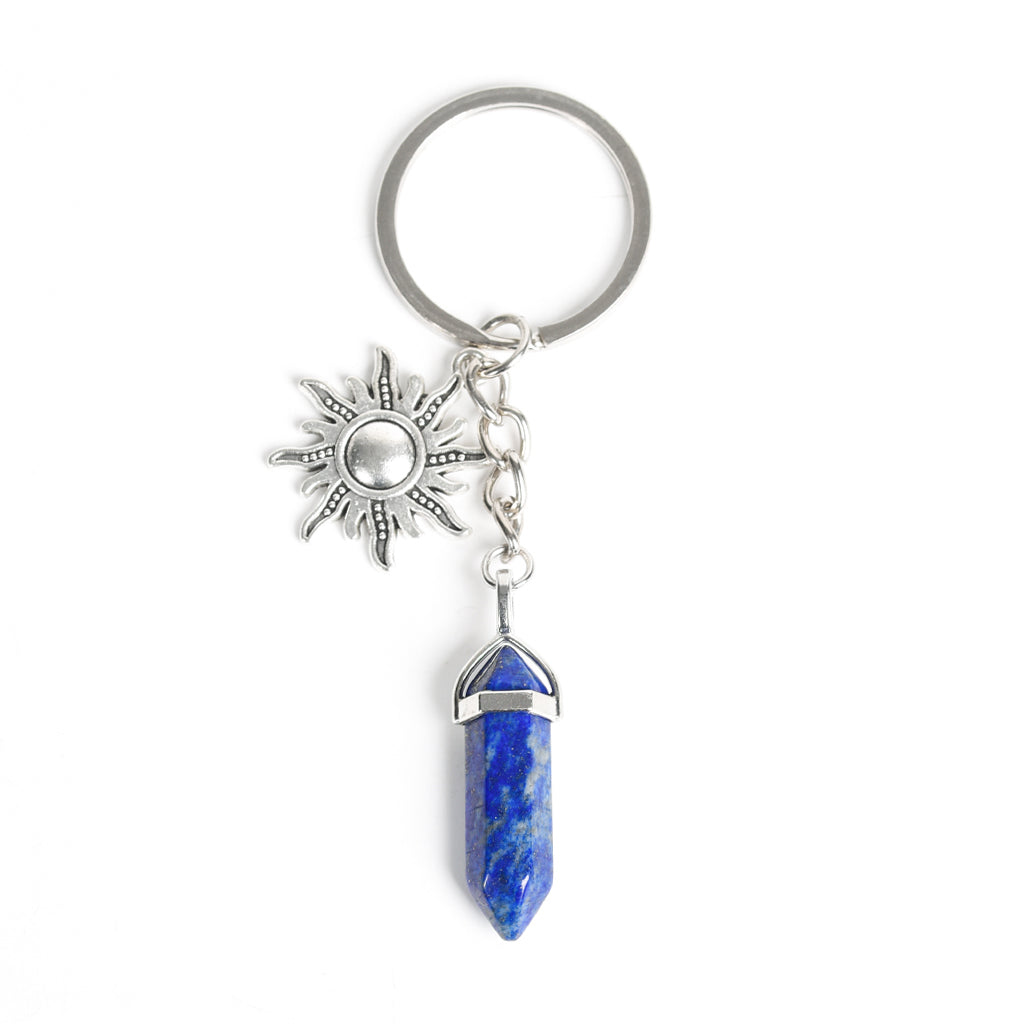 Double points with metal sun keychain