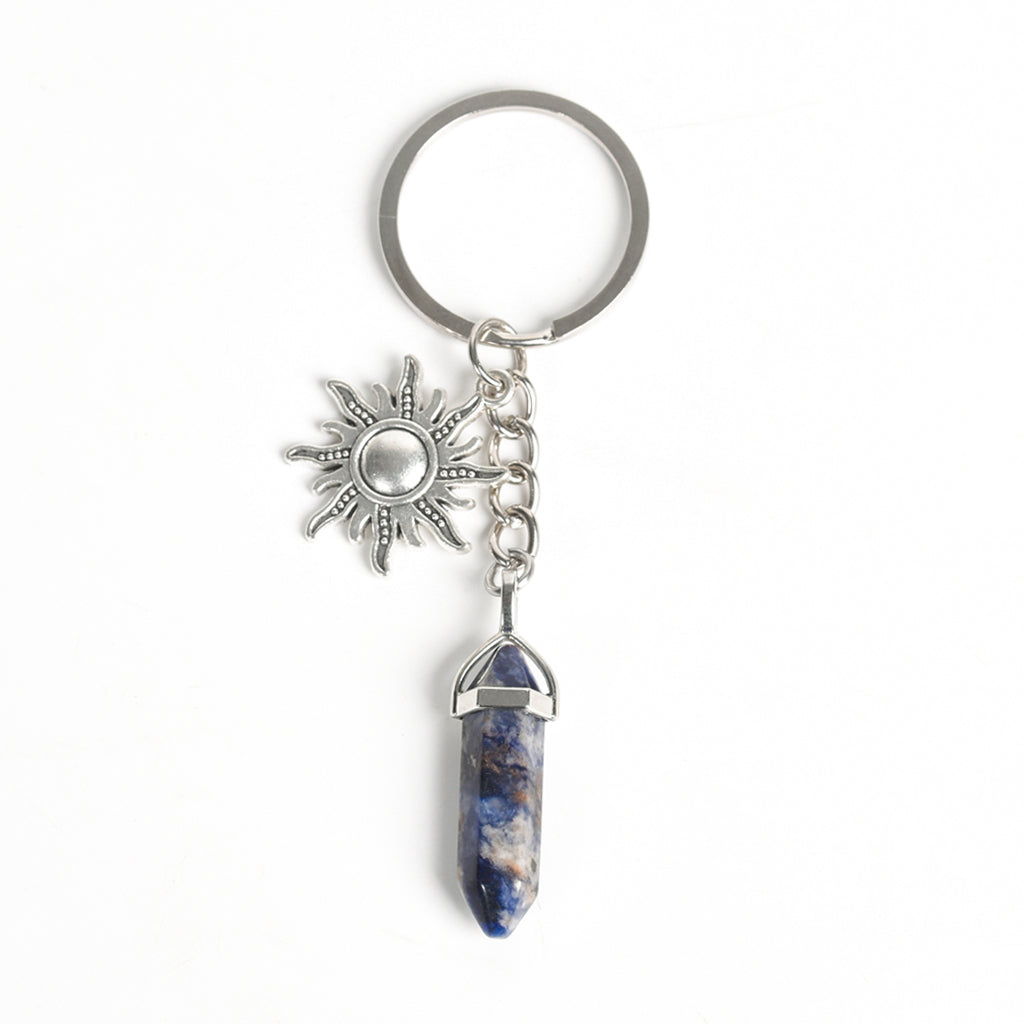 Double points with metal sun keychain