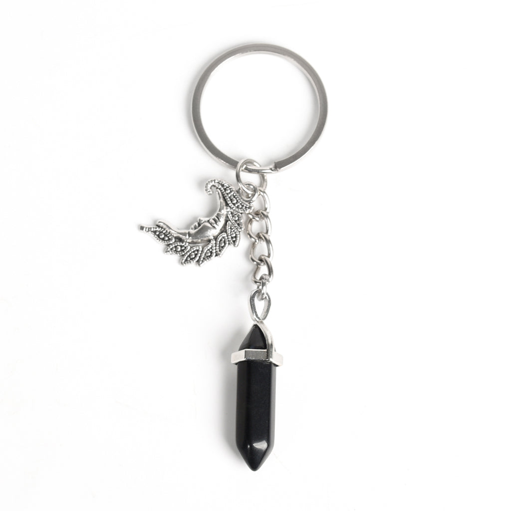 Double points with metal moon keychain