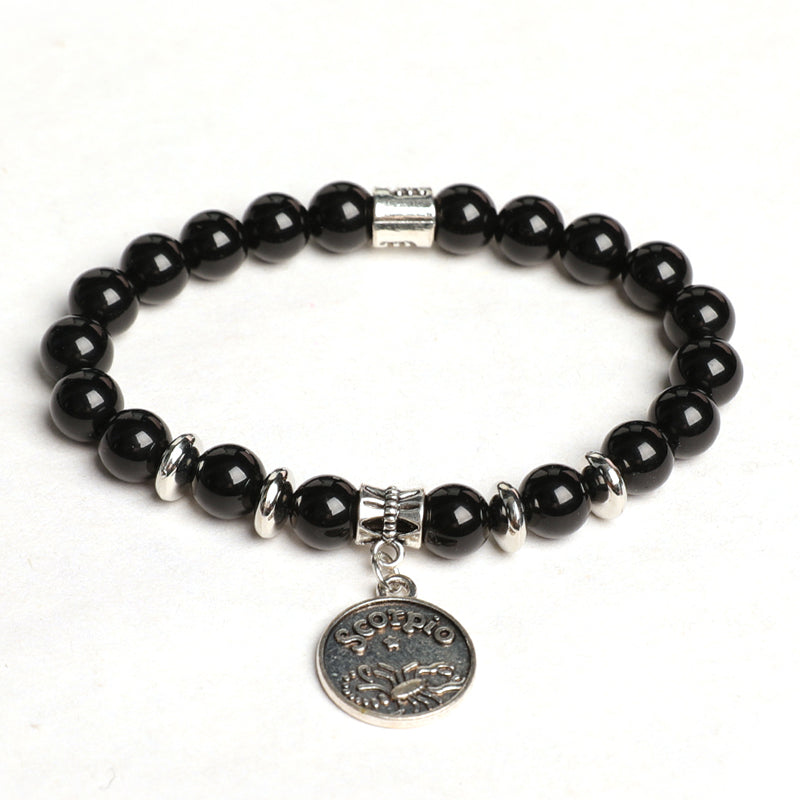 Black obsidian zodiac bracelet