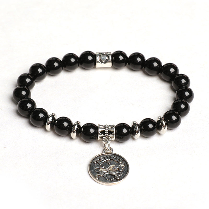 Black obsidian zodiac bracelet