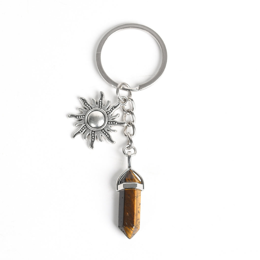 Double points with metal sun keychain