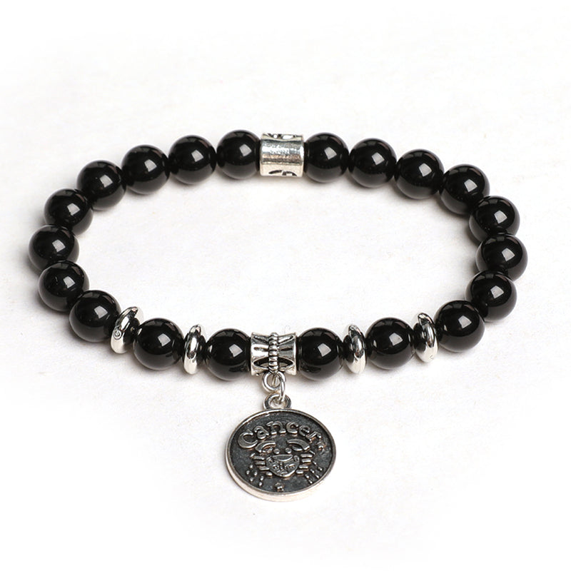 Black obsidian zodiac bracelet