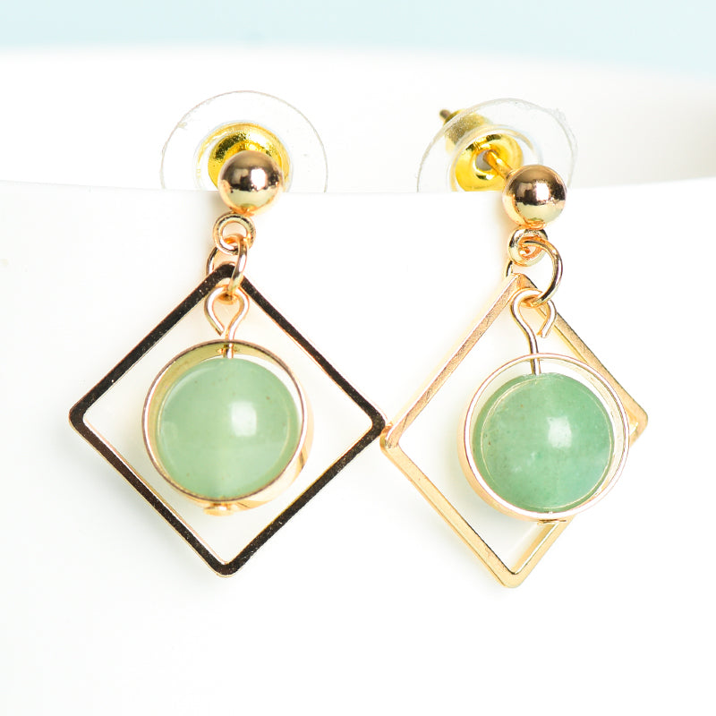 Beads in metal square earrings