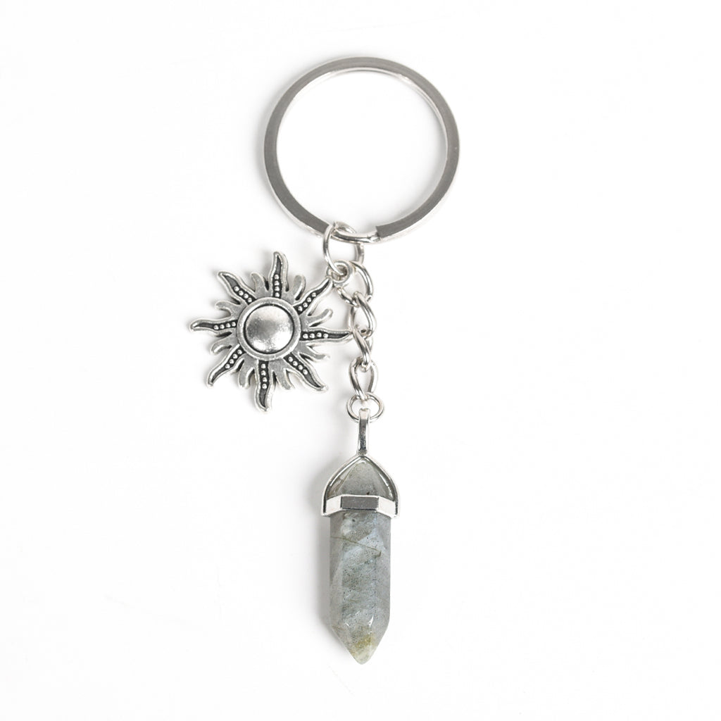 Double points with metal sun keychain