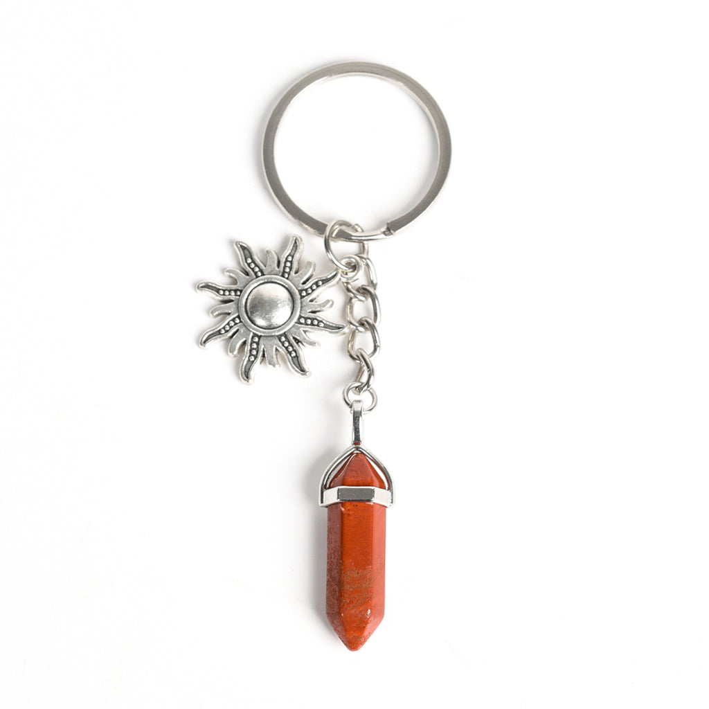 Double points with metal sun keychain