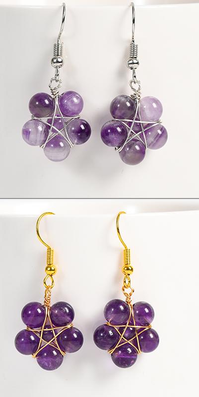 Beads flower earrings(wire wrapped)