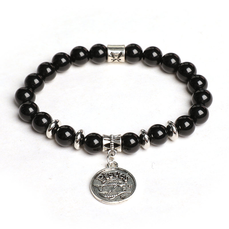 Black obsidian zodiac bracelet