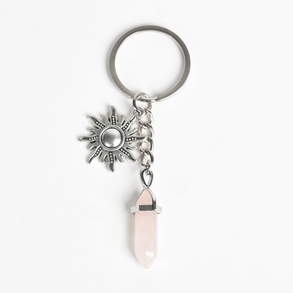 Double points with metal sun keychain