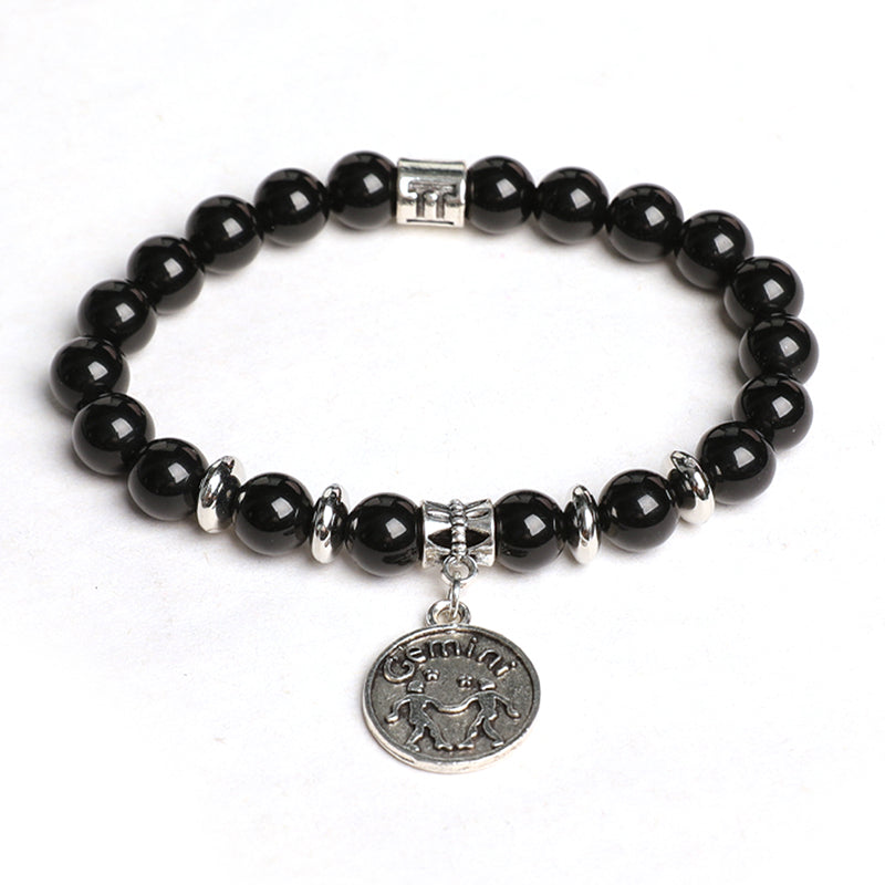 Black obsidian zodiac bracelet