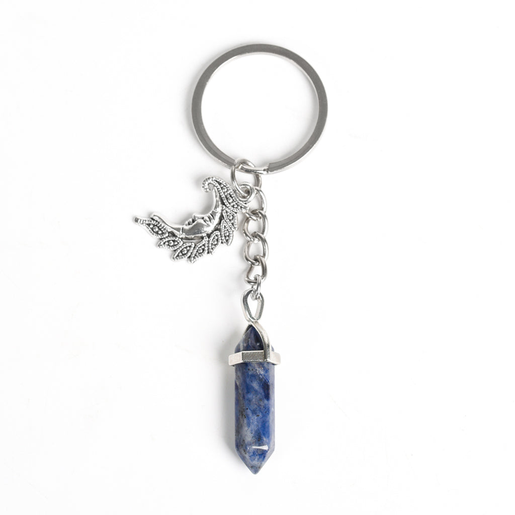 Double points with metal moon keychain