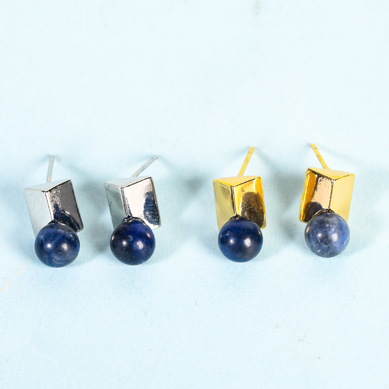 Beads on metal square earrings