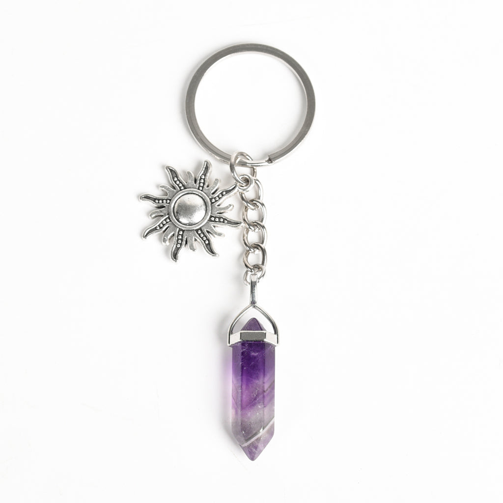 Double points with metal sun keychain