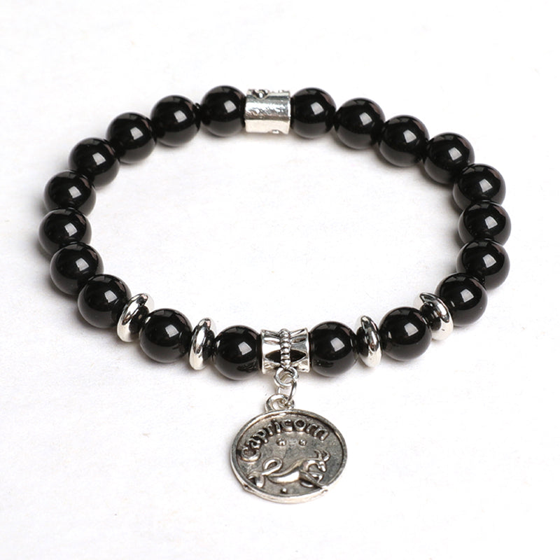 Black obsidian zodiac bracelet