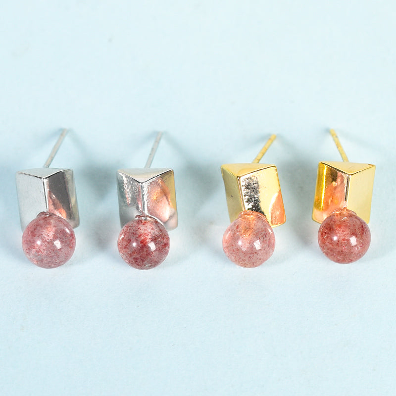 Beads on metal square earrings