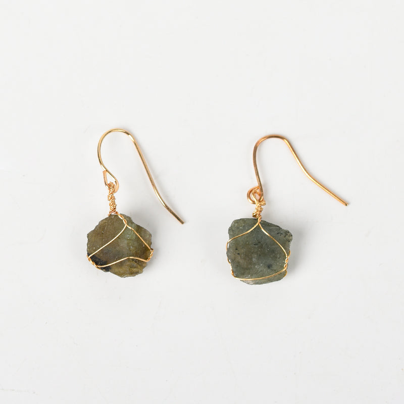 Raw crystal earrings(wire wrapped)