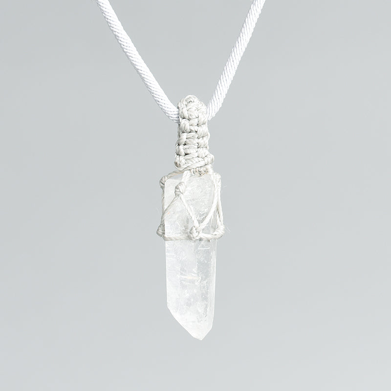 Raw clear quartz point pendant(wax wire wrapped)