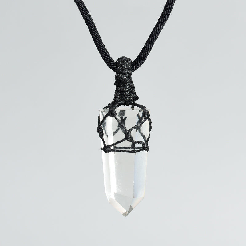 Raw clear quartz point pendant(wax wire wrapped)