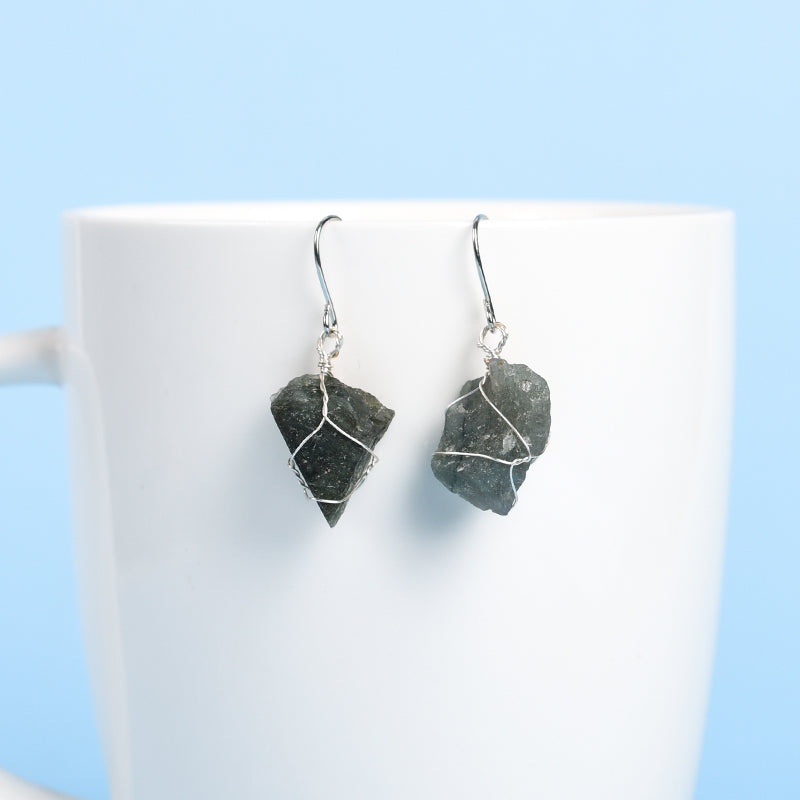 Raw crystal earrings(wire wrapped)