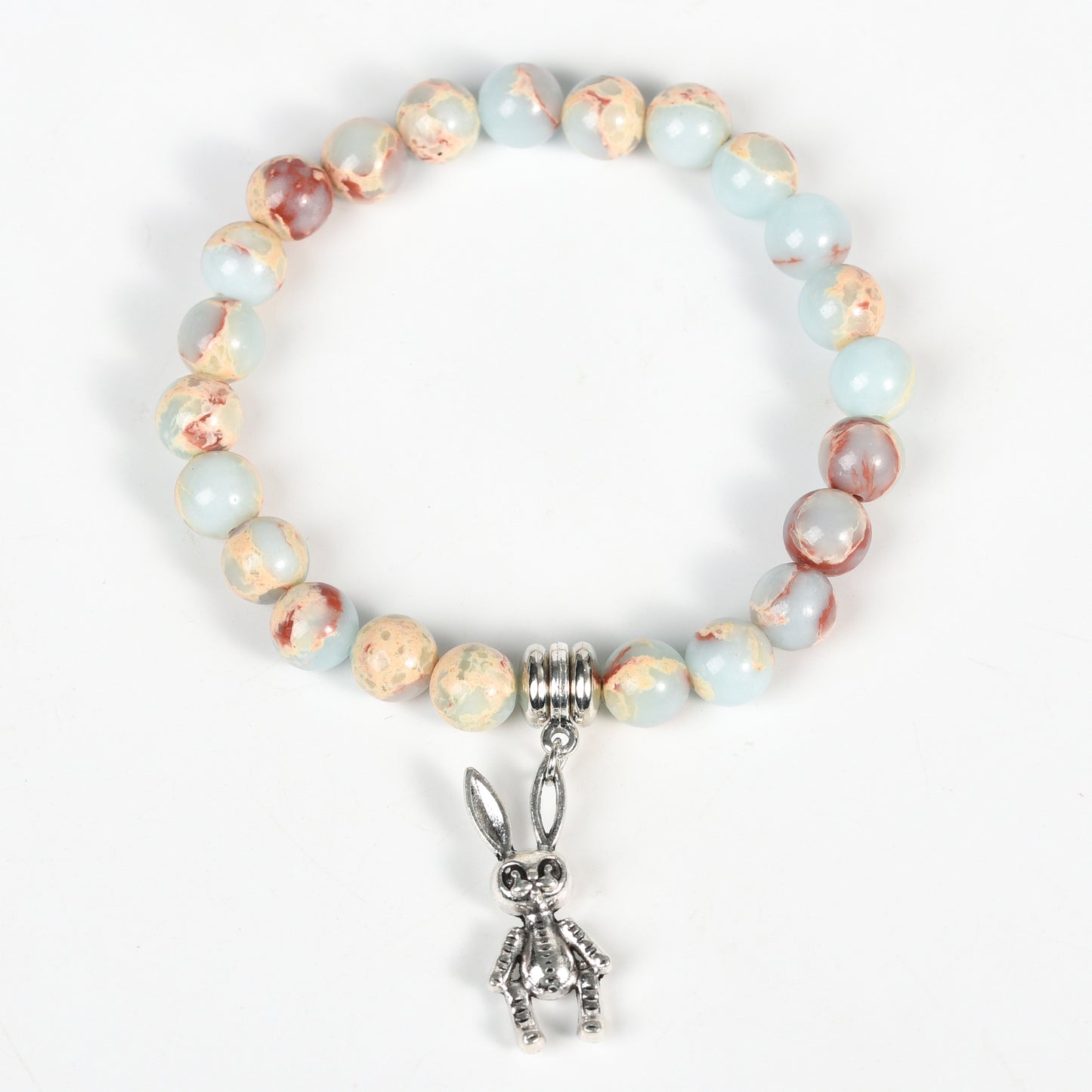 Metal charm with empire jasper bracelet