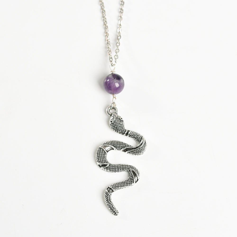 Metal snake with crystal beads pendant