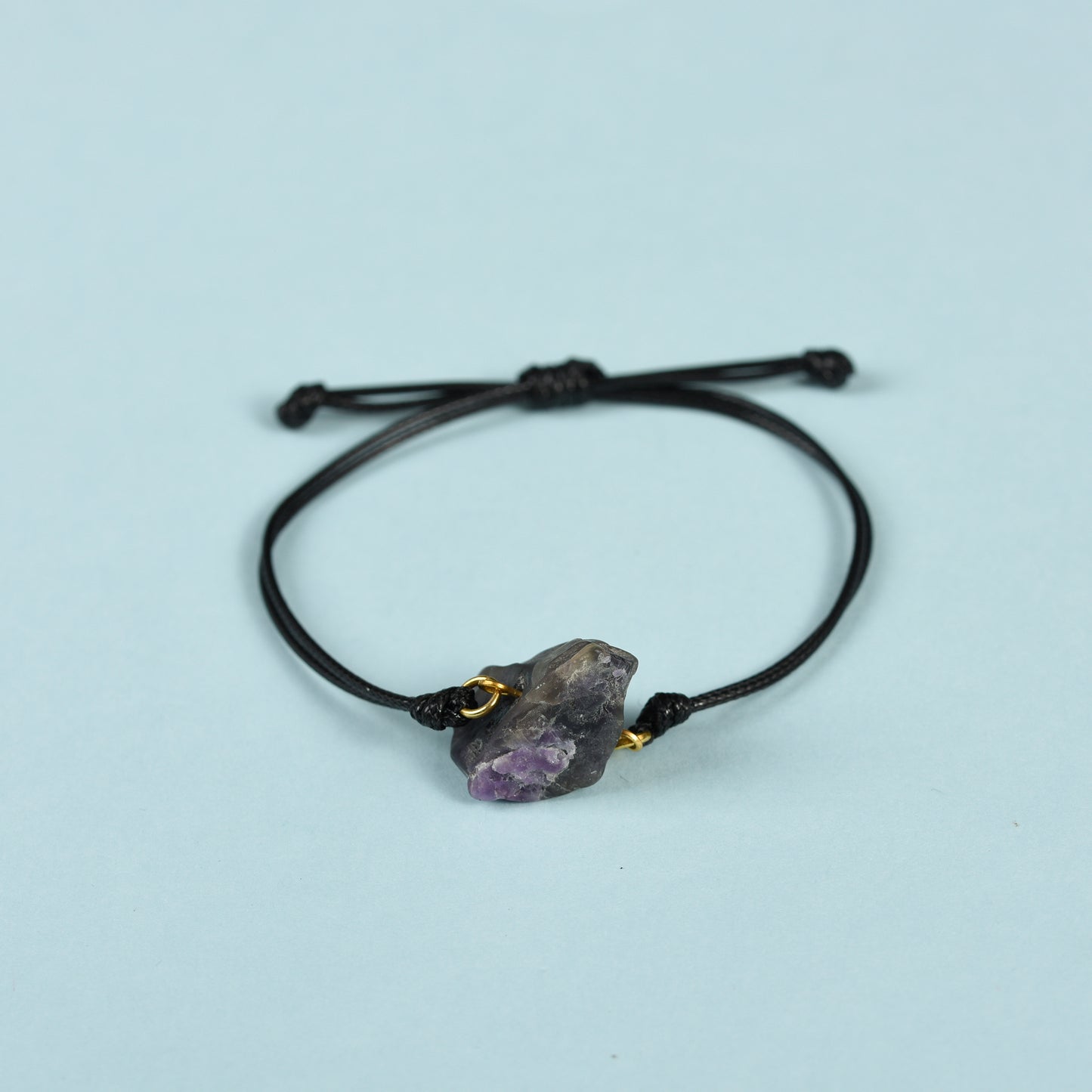 Raw crystal bracelet(leather cord)