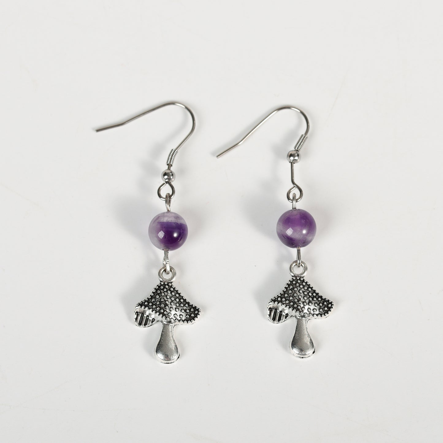 Metal mushroom with beads earrings