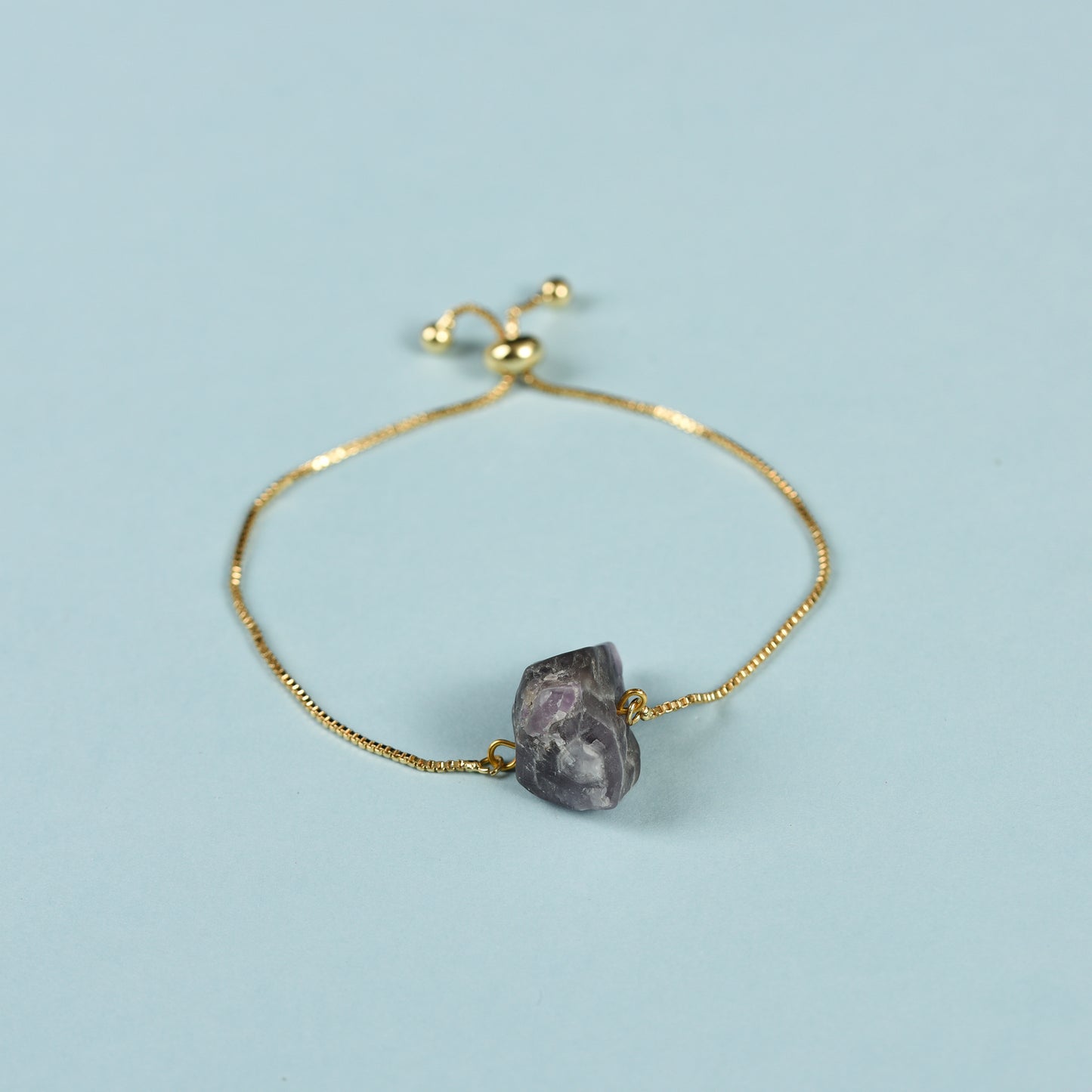 Raw crystal bracelet(metal chain)