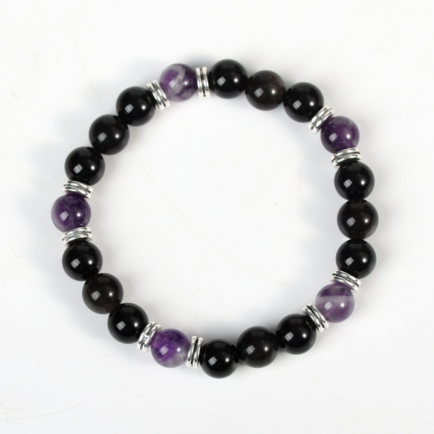 Sliver obsidian with other beads bracelet