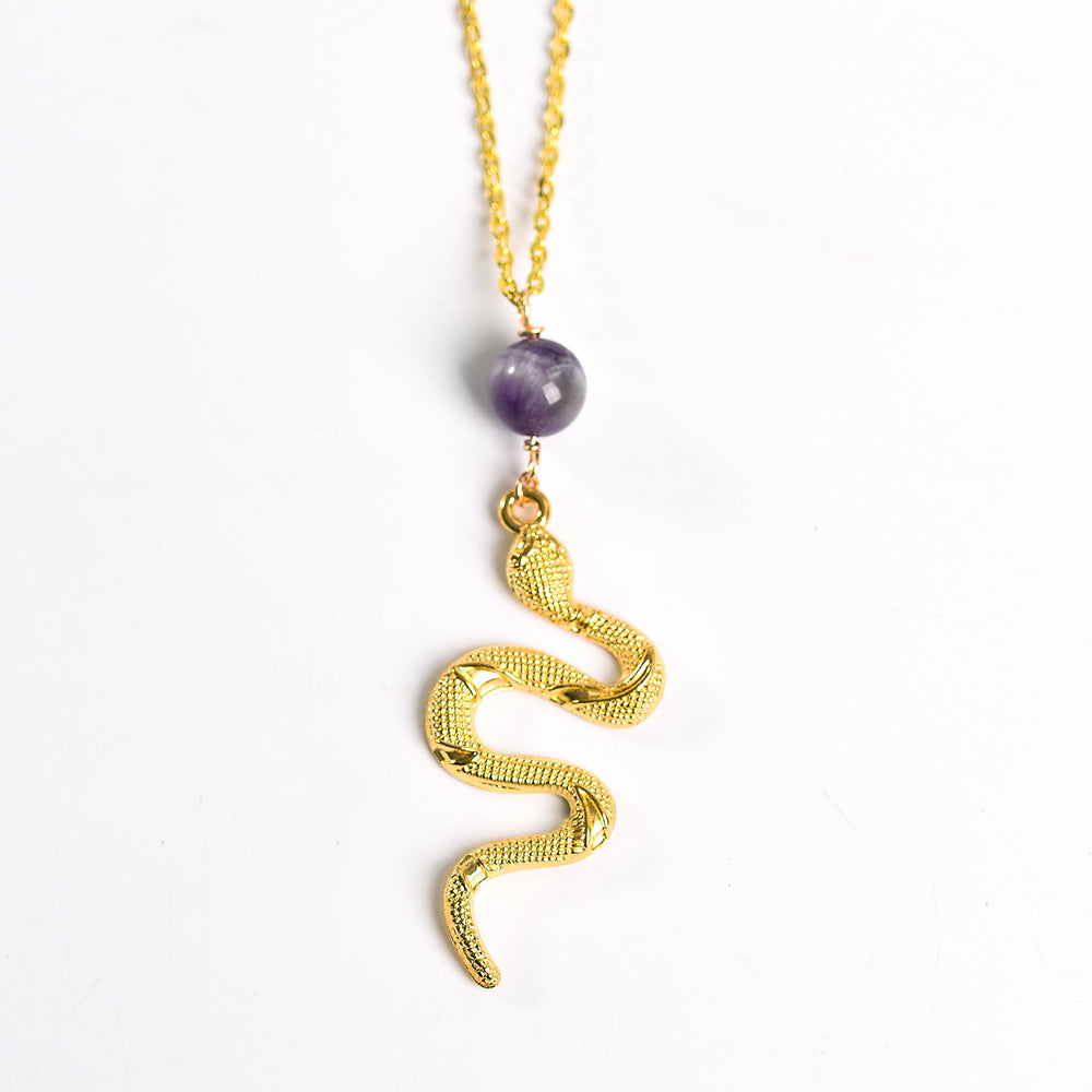 Metal snake with crystal beads pendant