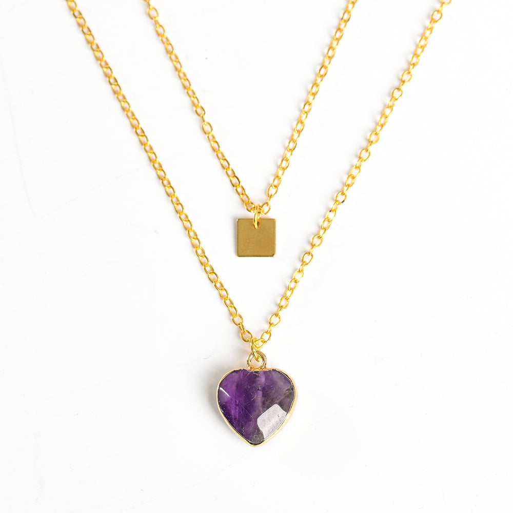 Heart with metal diamond double pendant