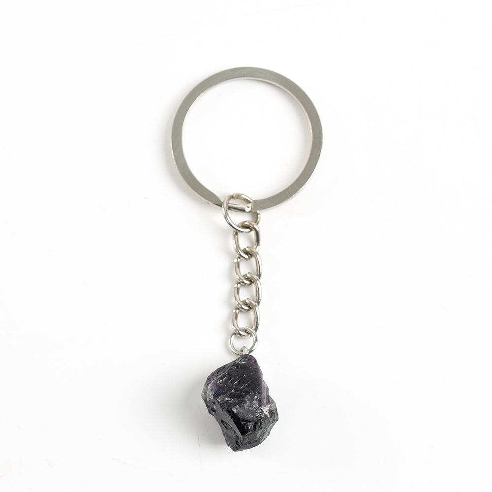 Raw stone keychain