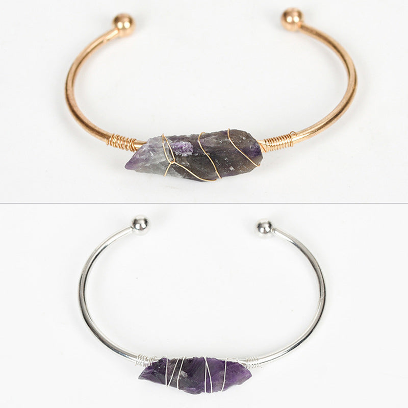 Raw crystal bangle(wire wrapped)